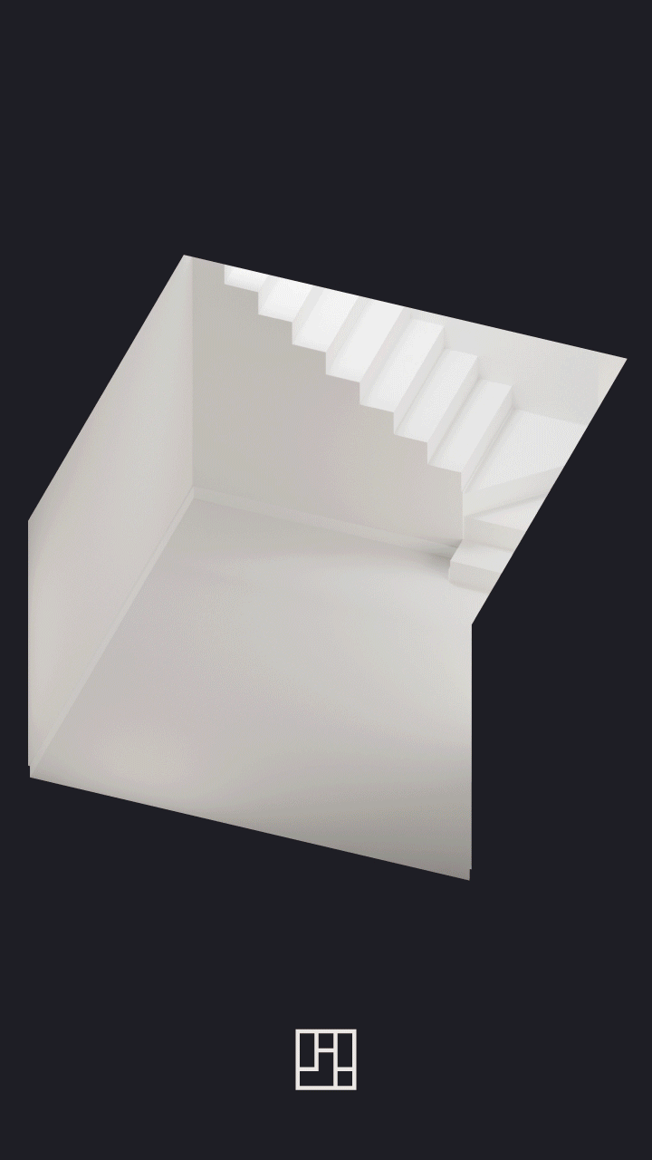 Animación del proyecto. Puerta corredera de madera con solución de escalón