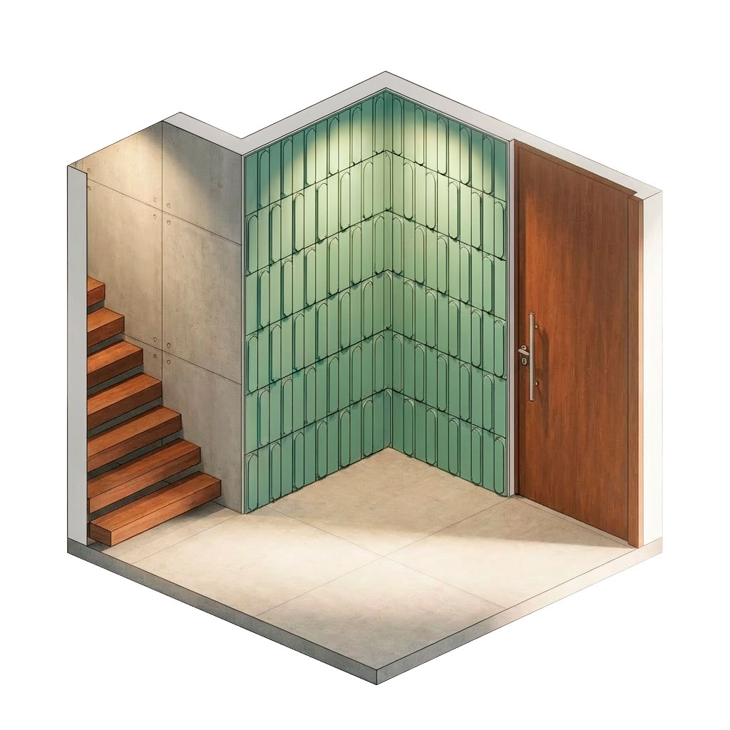 Panelado de madera en esquina con puertas ocultas (vista 4)
