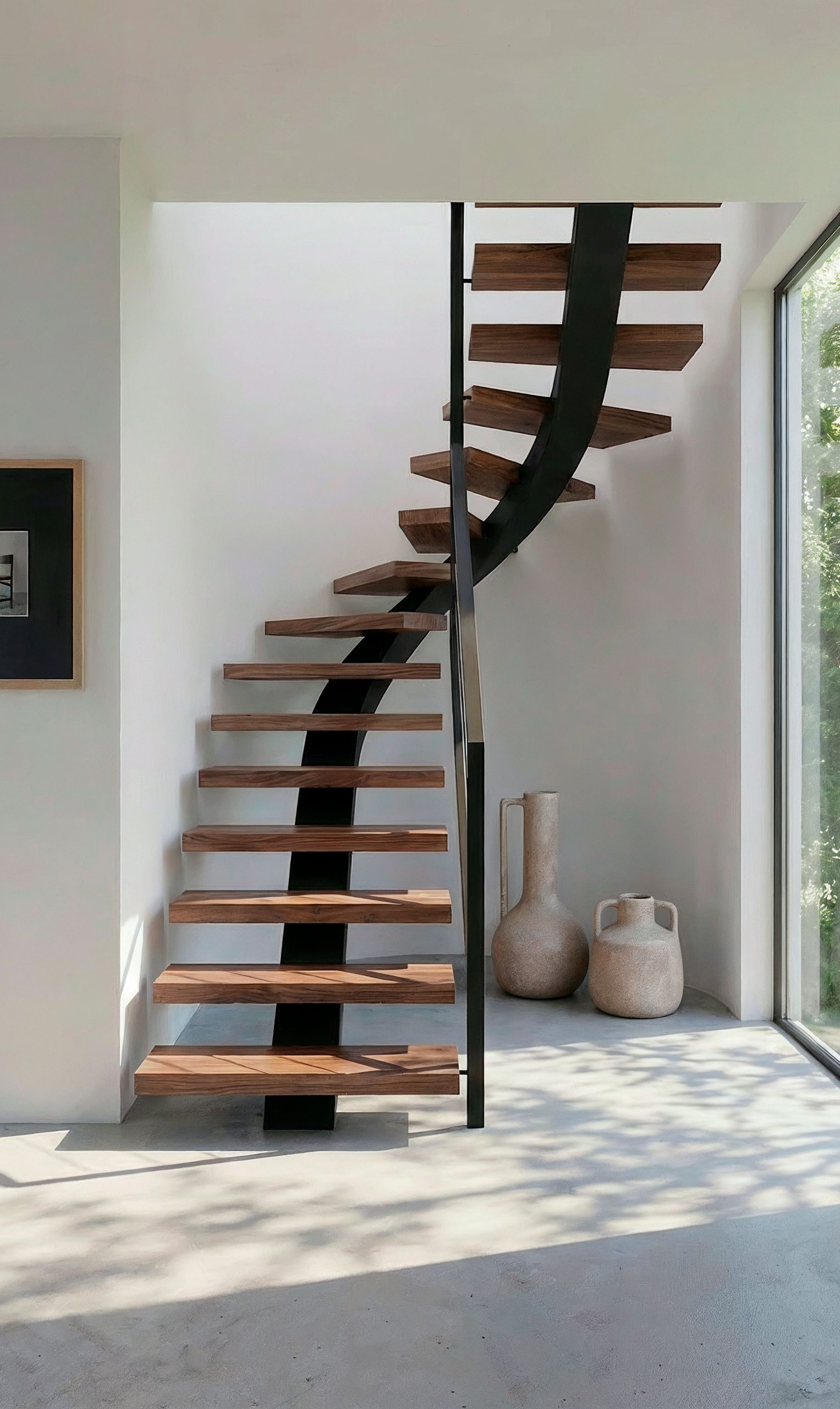 Baldas de madera a medida en escalera de caracol