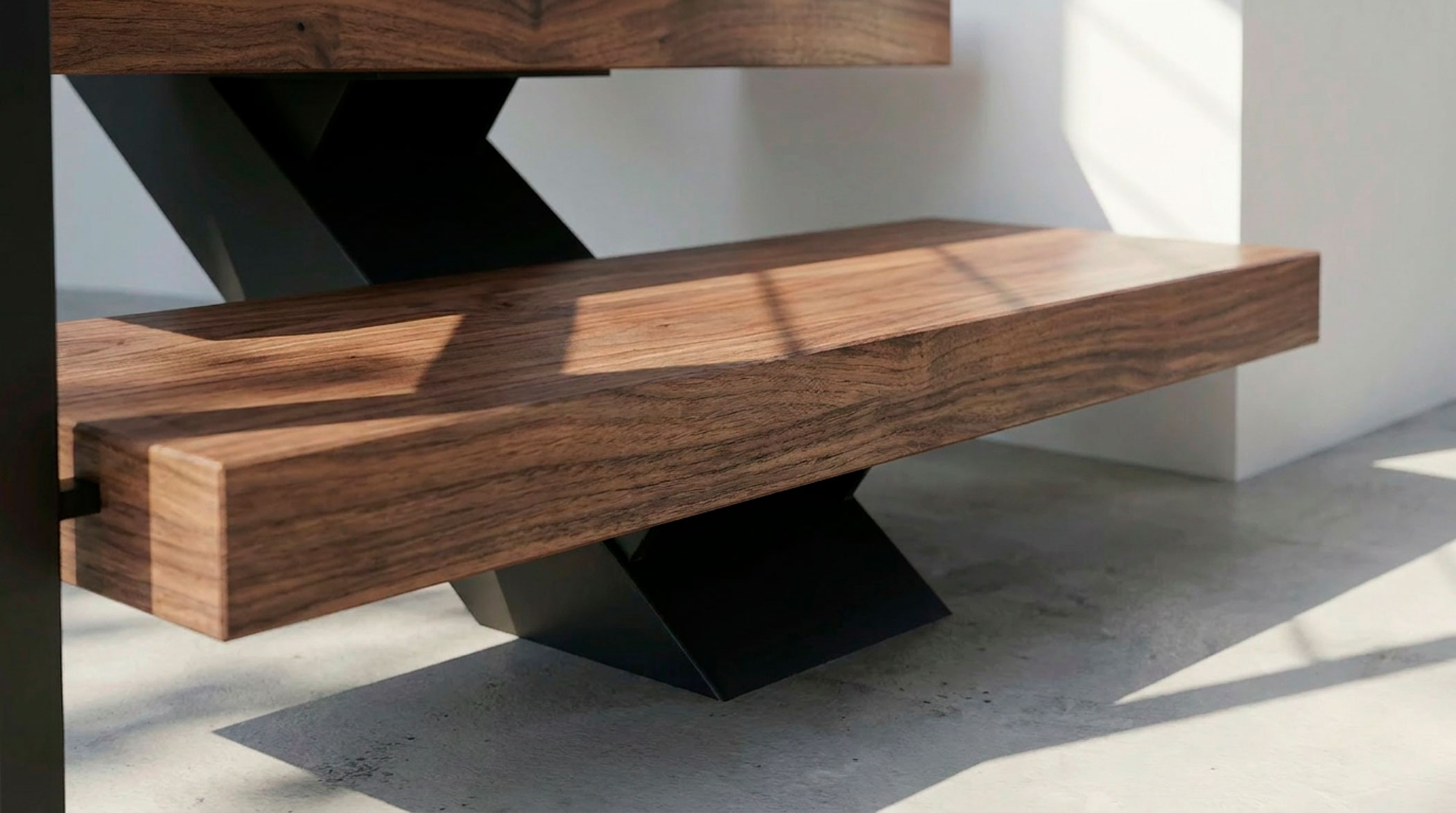 Baldas de madera maciza adaptadas al hueco de una escalera de caracol